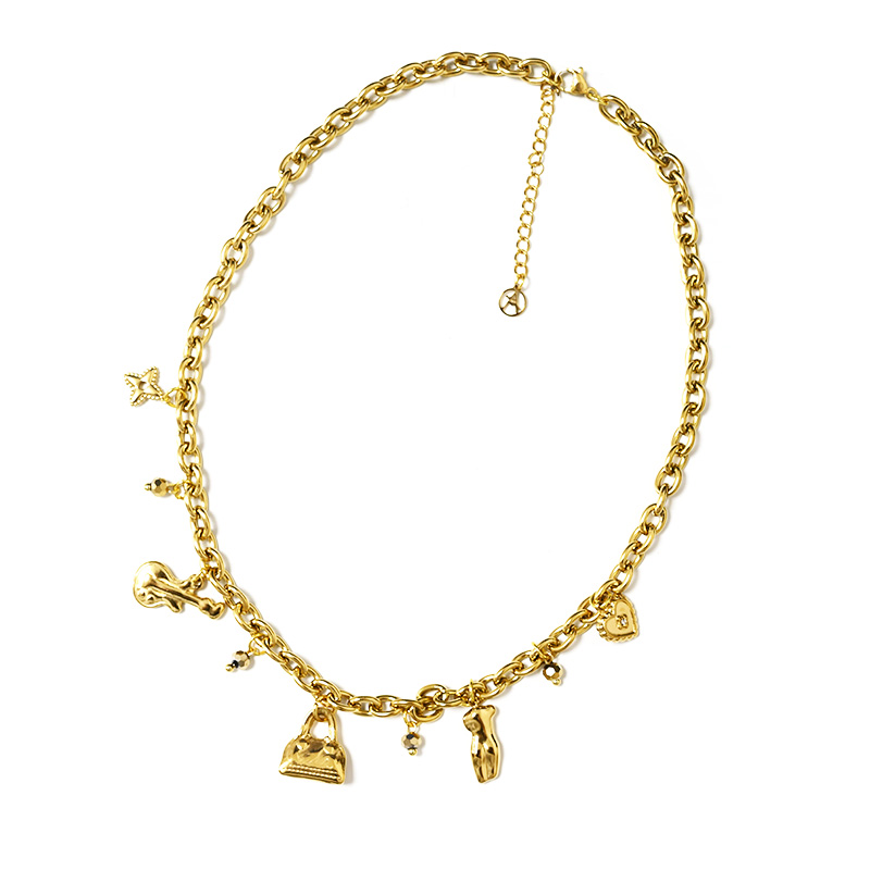COLLANA A CATENA CON CHARMS E CRISTALLI - YNK241344B720