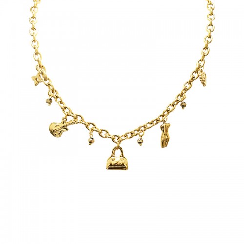 COLLANA A CATENA CON CHARMS E CRISTALLI - YNK241344B720