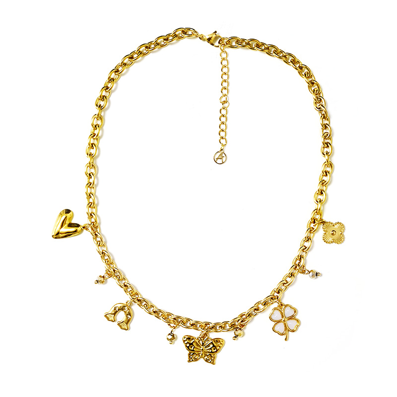 COLLANA A CATENA CON CHARMS E CRISTALLI - YNK241344B722