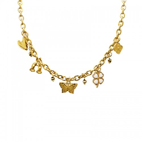 COLLANA A CATENA CON CHARMS E CRISTALLI - YNK241344B722