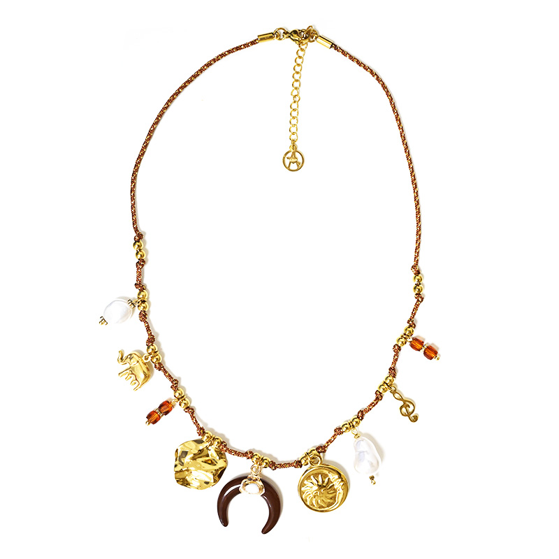 COLLANA FILO IN TESSUTO CON CHARMS CORNO MEZZALUNA - YNK241344B842 COLLANA FILO IN TESSUTO CON CHARMS CORNO MEZZALUNA - YNK241344B842