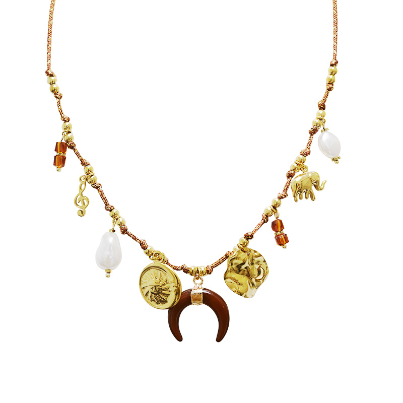 COLLANA FILO IN TESSUTO CON CHARMS CORNO MEZZALUNA - YNK241344B842 COLLANA FILO IN TESSUTO CON CHARMS CORNO MEZZALUNA - YNK241344B842