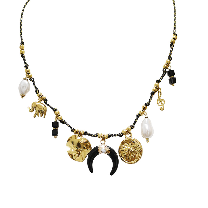 COLLANA FILO IN TESSUTO CON CHARMS CORNO MEZZALUNA - YNK241344B842 COLLANA FILO IN TESSUTO CON CHARMS CORNO MEZZALUNA - YNK241344B842