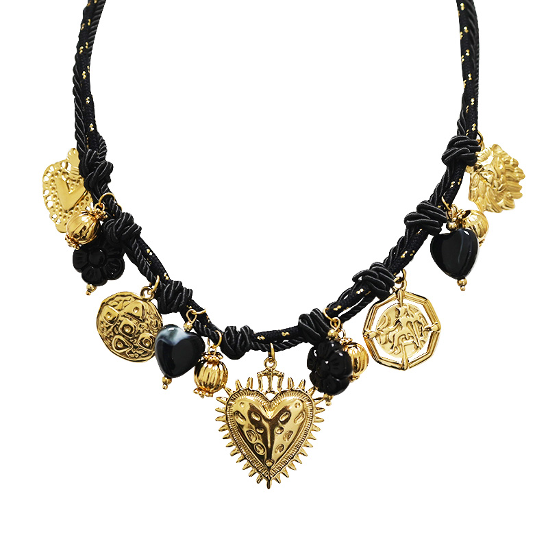 COLLANA FILO IN TESSUTO CON CHARMS CUORE - YNK24140B829
