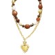 COLLANA DOPPIO FILO CON PERLINE E CATENA CON PENDENTE CUORE - YNK241424B696 COLLANA DOPPIO FILO CON PERLINE E CATENA CON PENDENTE CUORE - YNK241424B696
