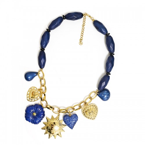 COLLANA DI PERLINE IN PLASTICA CON CHARMS - YNK241504B693