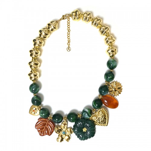 COLLANA DI PERLINE IN PLASTICA CON CHARMS - YNK241504B694