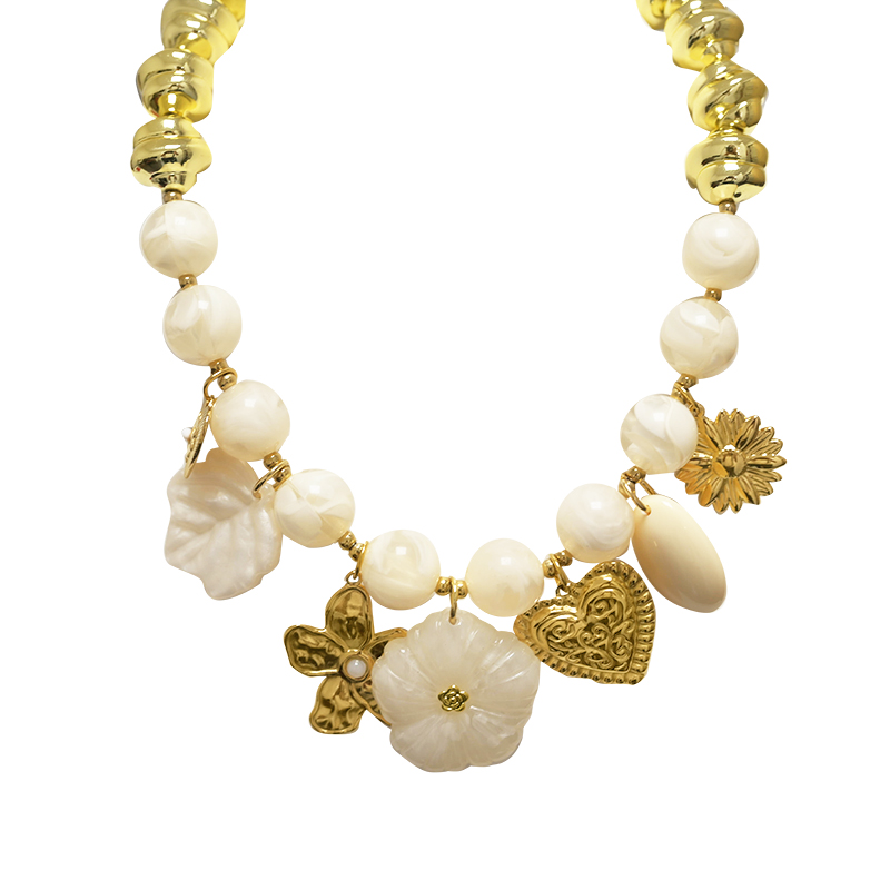 COLLANA DI PERLINE IN PLASTICA CON CHARMS - YNK241504B694 COLLANA DI PERLINE IN PLASTICA CON CHARMS - YNK241504B694