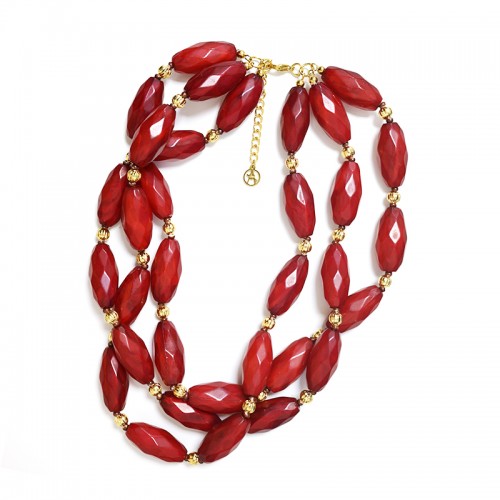 COLLANA TRE FILI DI PERLINE IN PLASTICA - YNK241504B726