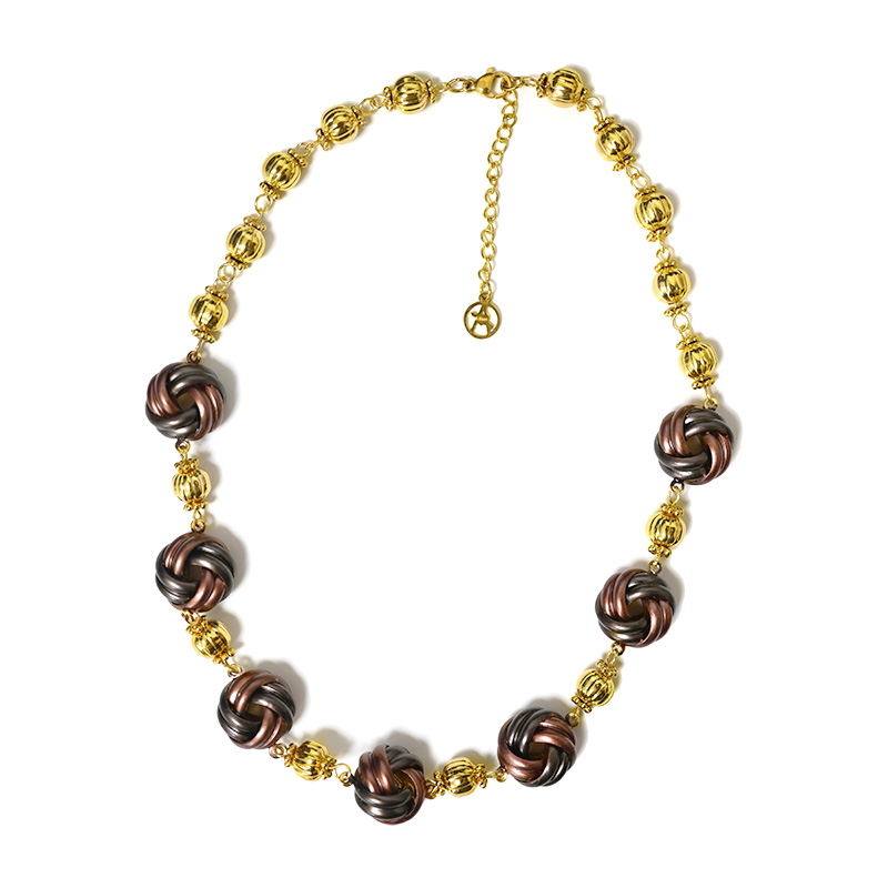 COLLANA CON SFERE DORATE E NODI SMALTATI - YNK241504B826 COLLANA CON SFERE DORATE E NODI SMALTATI - YNK241504B826