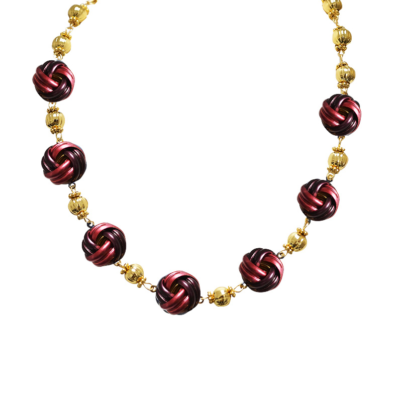 COLLANA CON SFERE DORATE E NODI SMALTATI - YNK241504B826 COLLANA CON SFERE DORATE E NODI SMALTATI - YNK241504B826