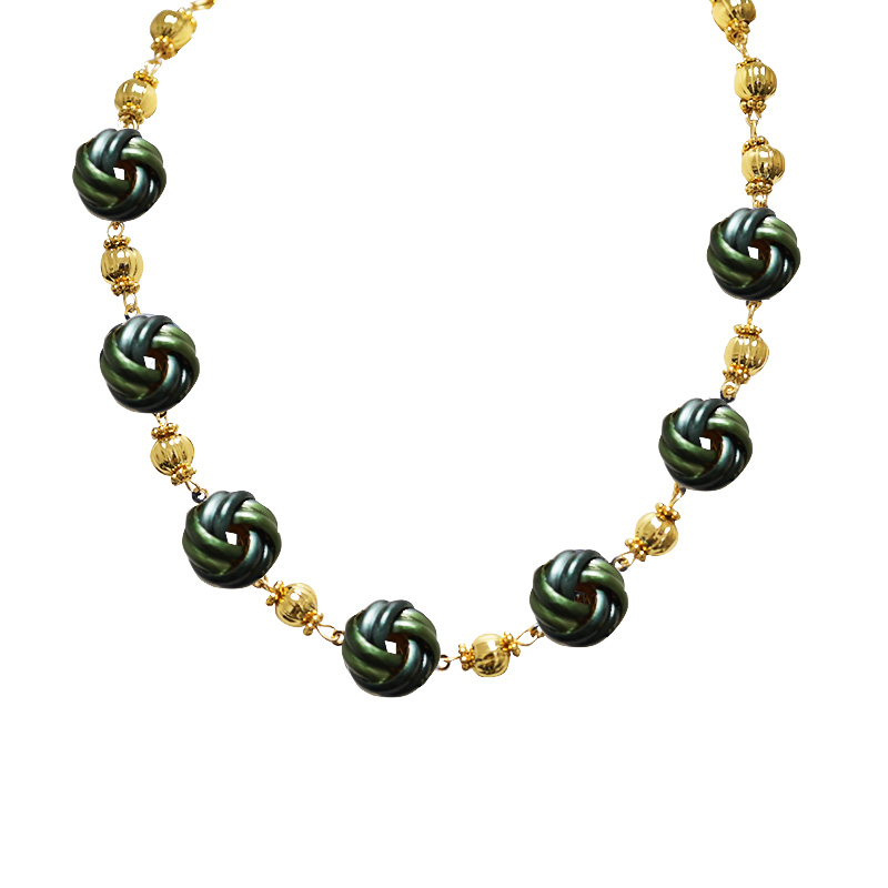 COLLANA CON SFERE DORATE E NODI SMALTATI - YNK241504B826 COLLANA CON SFERE DORATE E NODI SMALTATI - YNK241504B826