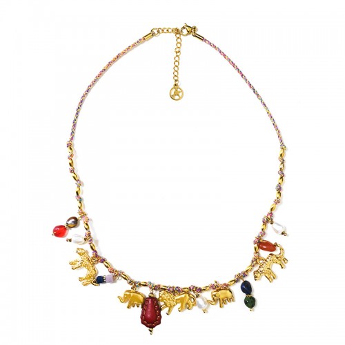 COLLANA FILO IN TESSUTO CON CHARMS ANIMALI - YNK241504B827
