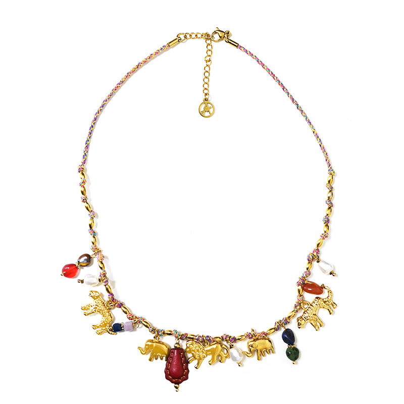 COLLANA FILO IN TESSUTO CON CHARMS ANIMALI - YNK241504B827