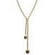 COLLANA LARIAT INTRECCIATA DORATA CON PERLINE SMALTATE E PENDENTI SFERICI - YNK241504B832