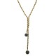 COLLANA LARIAT INTRECCIATA DORATA CON PERLINE SMALTATE E PENDENTI SFERICI - YNK241504B832