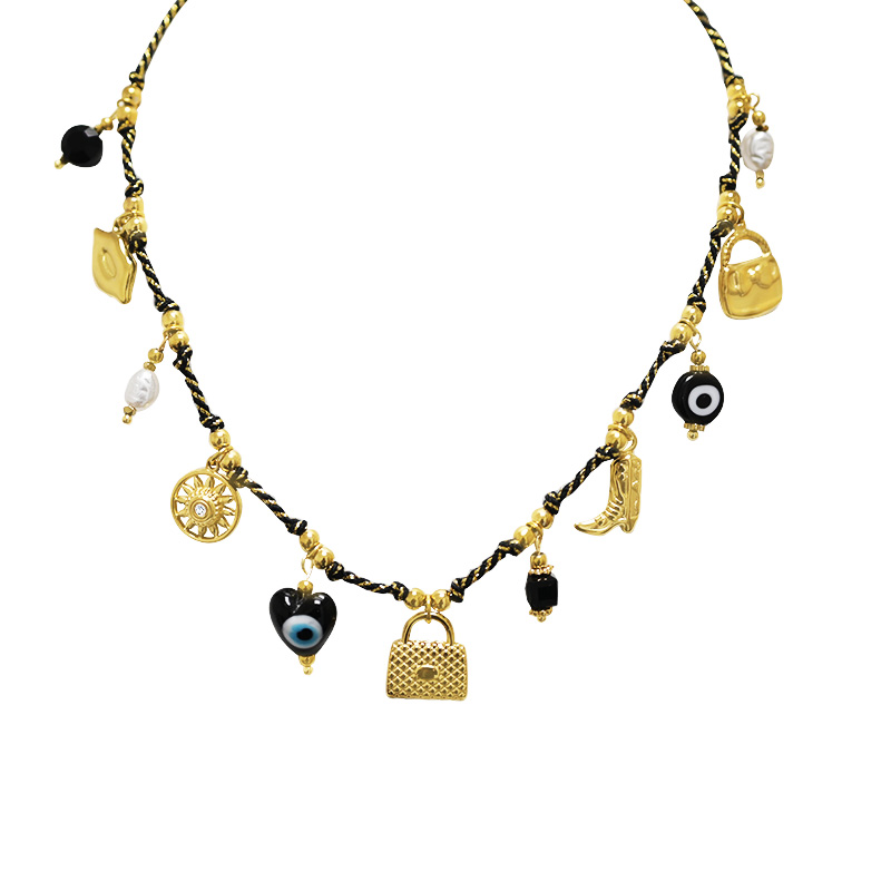 COLLANA FILO IN TESSUTO CON CHARMS BORSA - YNK241504B839