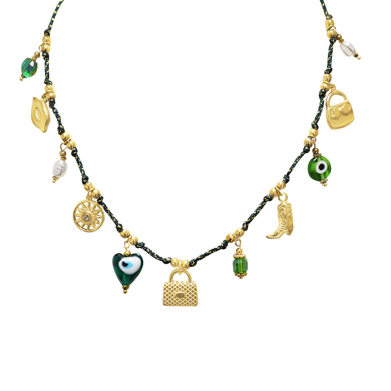 COLLANA FILO IN TESSUTO CON CHARMS BORSA - YNK241504B839