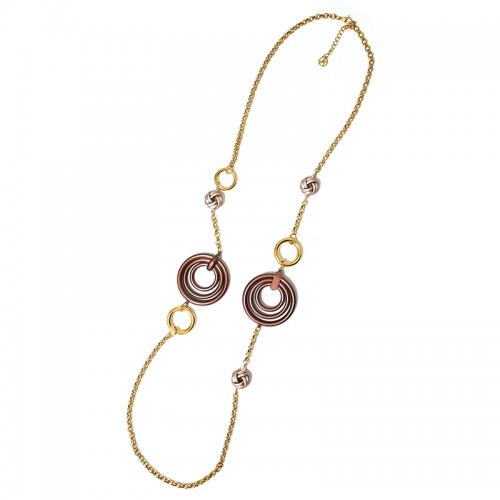 COLLANA LUNGA A CATENA CON CERCHI E NODI SMALTATI - YNK24156B824