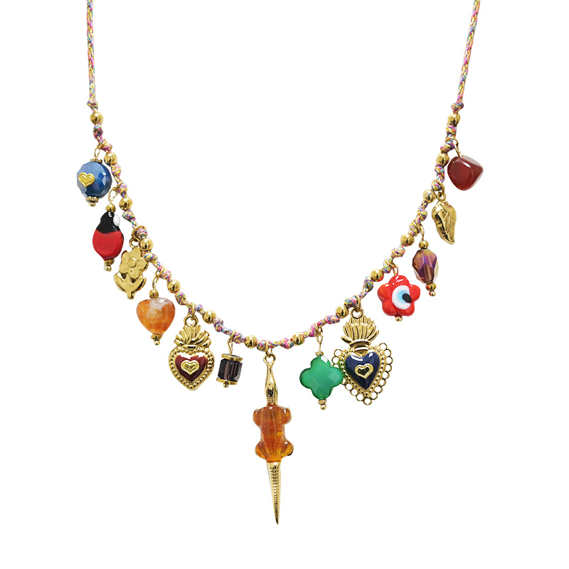 COLLANA FILO IN TESSUTO CON CHARMS COCCODRILLO - YNK241584B840