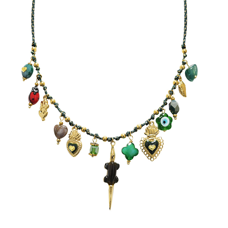 COLLANA FILO IN TESSUTO CON CHARMS COCCODRILLO - YNK241584B840