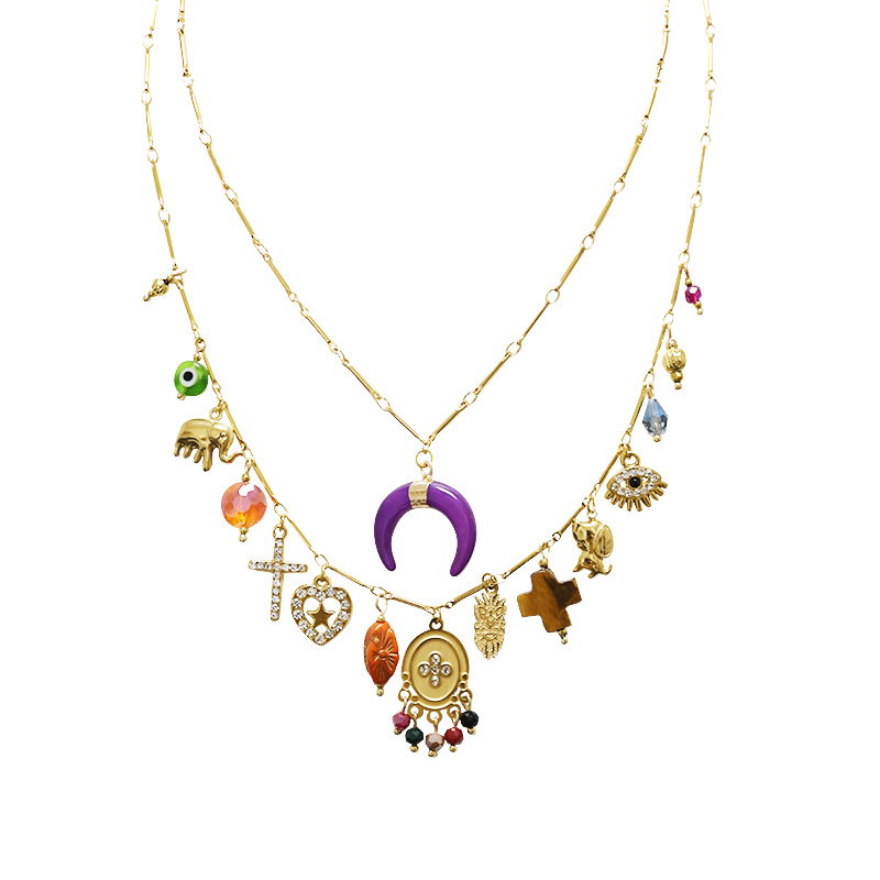 COLLANA DOPPIO FILO A CATENA CON CHARMS CORNO MEZZALUNA - YNK241584B843 COLLANA DOPPIO FILO A CATENA CON CHARMS CORNO MEZZALUNA - YNK241584B843