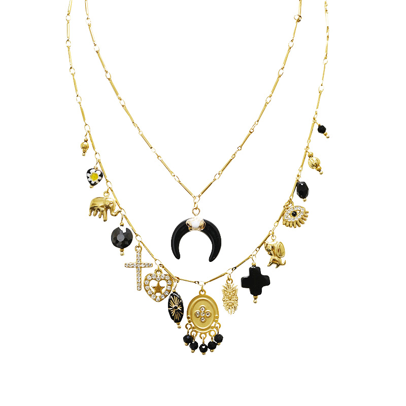 COLLANA DOPPIO FILO A CATENA CON CHARMS CORNO MEZZALUNA - YNK241584B843 COLLANA DOPPIO FILO A CATENA CON CHARMS CORNO MEZZALUNA - YNK241584B843