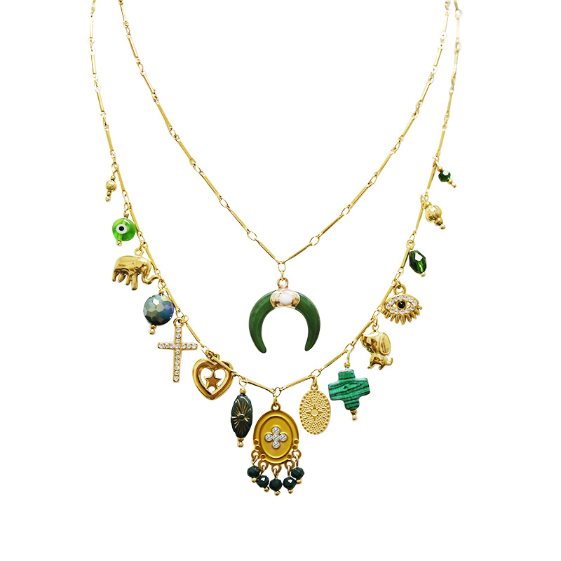 COLLANA DOPPIO FILO A CATENA CON CHARMS CORNO MEZZALUNA - YNK241584B843 COLLANA DOPPIO FILO A CATENA CON CHARMS CORNO MEZZALUNA - YNK241584B843