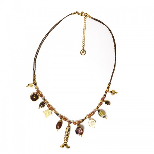 COLLANA FILO IN TESSUTO CON CHARMS PESCE - YNK24168B830