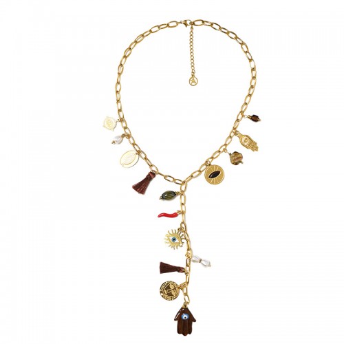 COLLANA A Y CON CHARMS MANO DI FATIMA - YNK24168B837