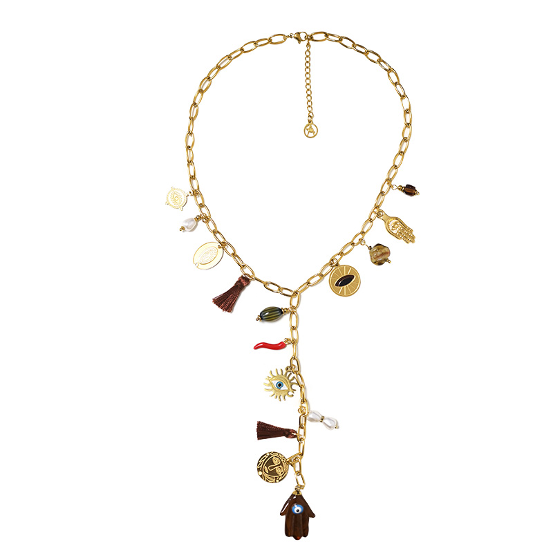 COLLANA A Y CON CHARMS MANO DI FATIMA - YNK24168B837