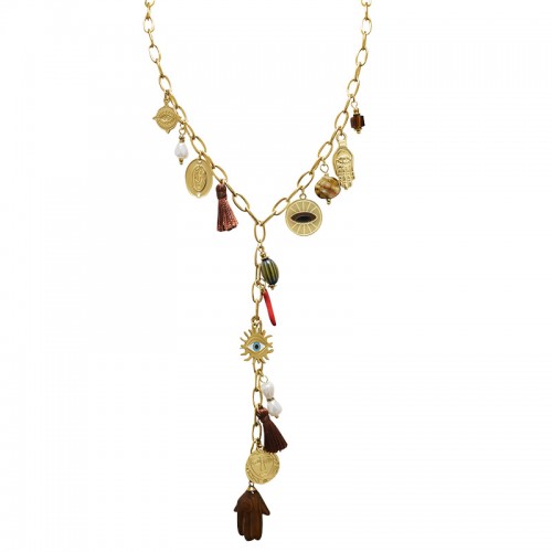 COLLANA A Y CON CHARMS MANO DI FATIMA - YNK24168B837