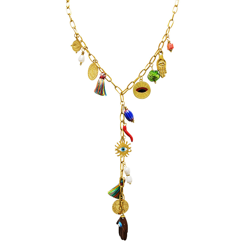 COLLANA A Y CON CHARMS MANO DI FATIMA - YNK24168B837