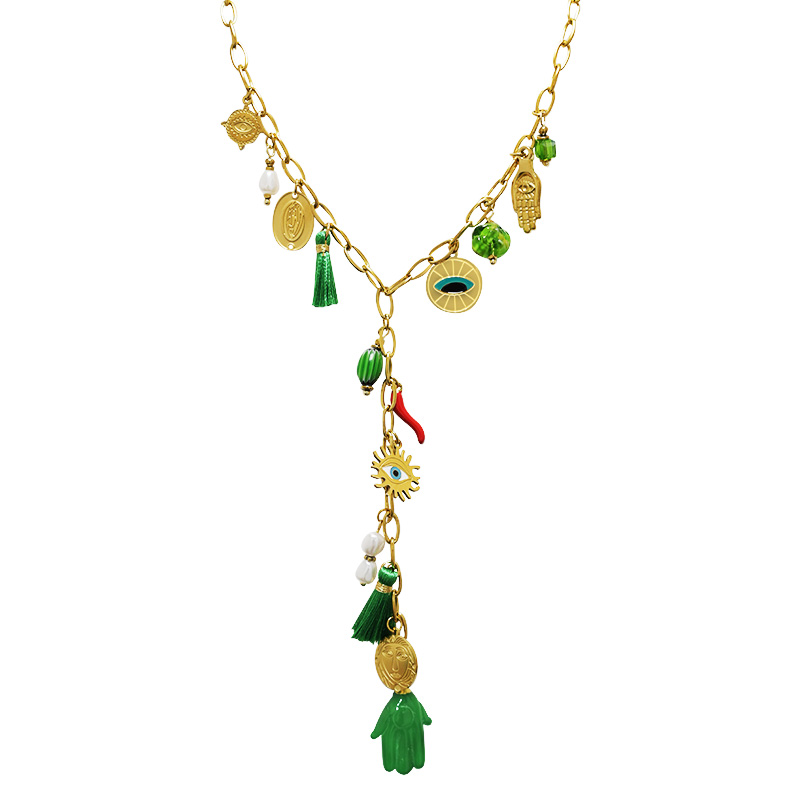 COLLANA A Y CON CHARMS MANO DI FATIMA - YNK24168B837