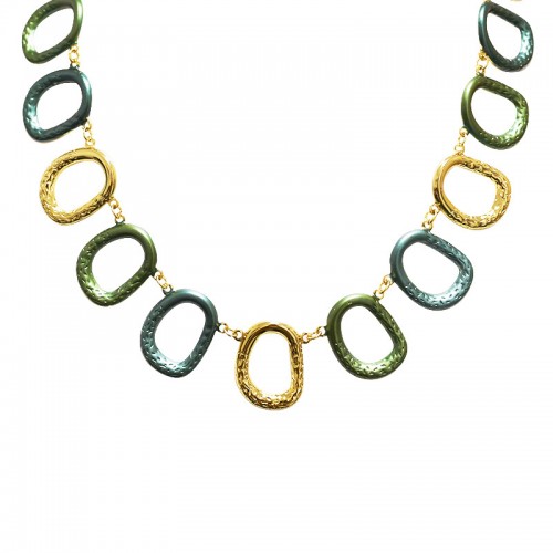 COLLANA CON ELEMENTI GEOMETRICI SMALTATI - YNK24176B711