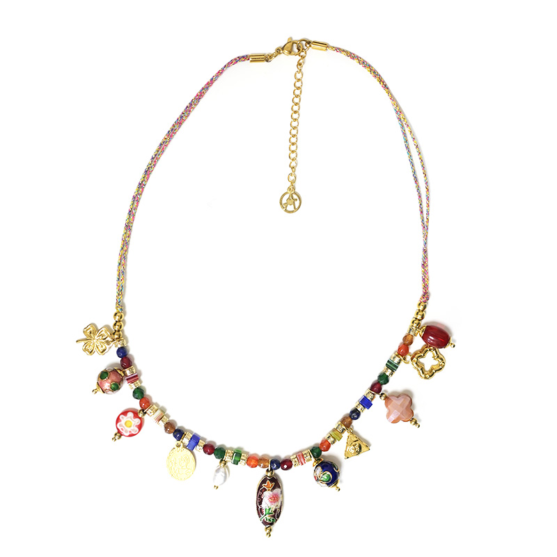 COLLANA FILO IN TESSUTO CON PERLINE E CHARMS - YNK24176B831 COLLANA FILO IN TESSUTO CON PERLINE E CHARMS - YNK24176B831