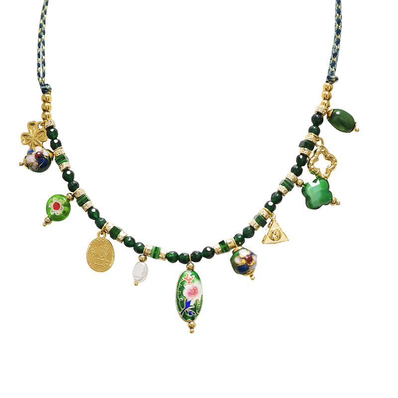 COLLANA FILO IN TESSUTO CON PERLINE E CHARMS - YNK24176B831 COLLANA FILO IN TESSUTO CON PERLINE E CHARMS - YNK24176B831