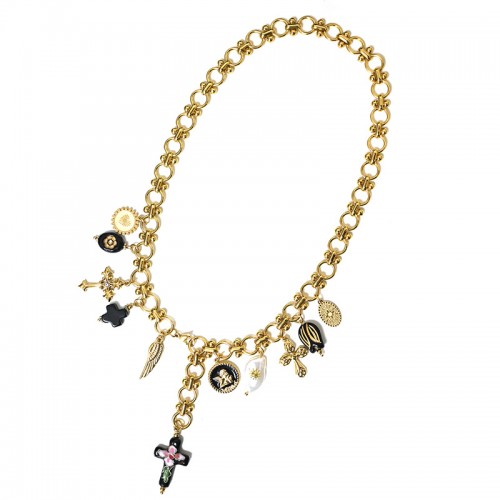 COLLANA A Y REGOLABILE CON CHARMS CROCE - YNK24184B841