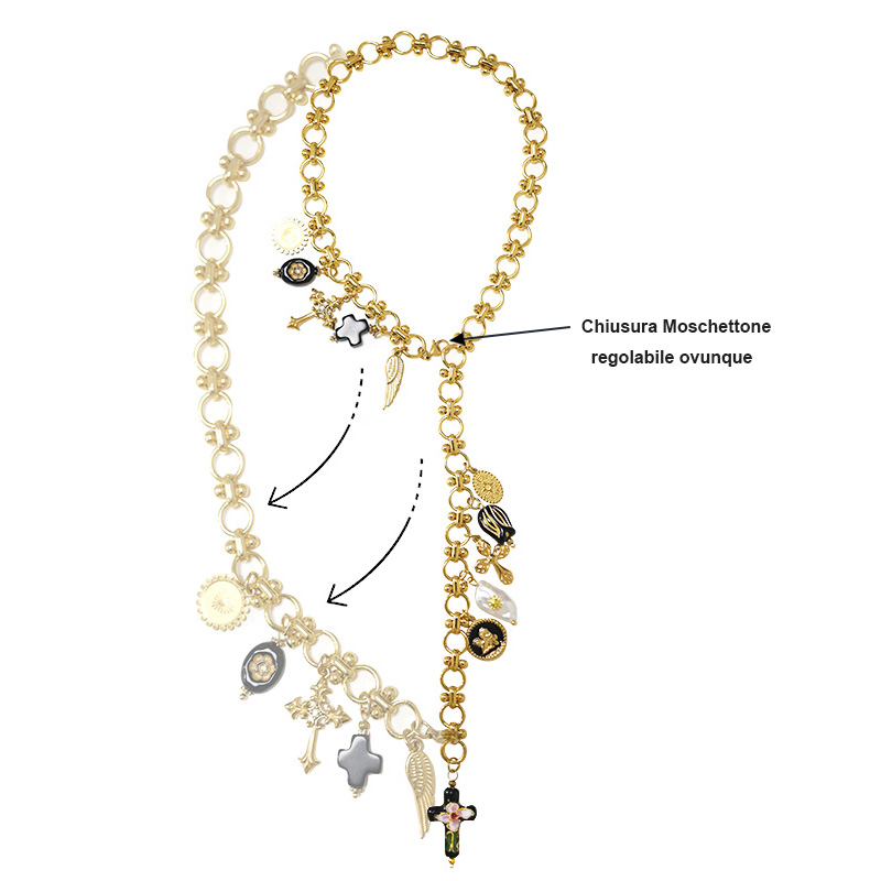 COLLANA A Y REGOLABILE CON CHARMS CROCE - YNK24184B841
