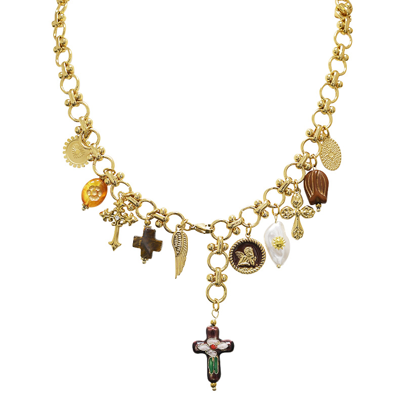 COLLANA A Y REGOLABILE CON CHARMS CROCE - YNK24184B841