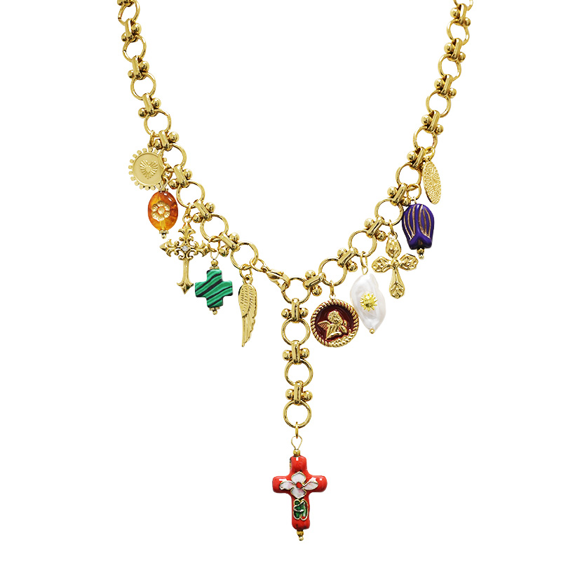 COLLANA A Y REGOLABILE CON CHARMS CROCE - YNK24184B841