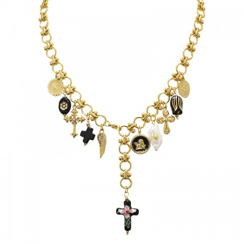 COLLANA A Y REGOLABILE CON CHARMS CROCE - YNK24184B841