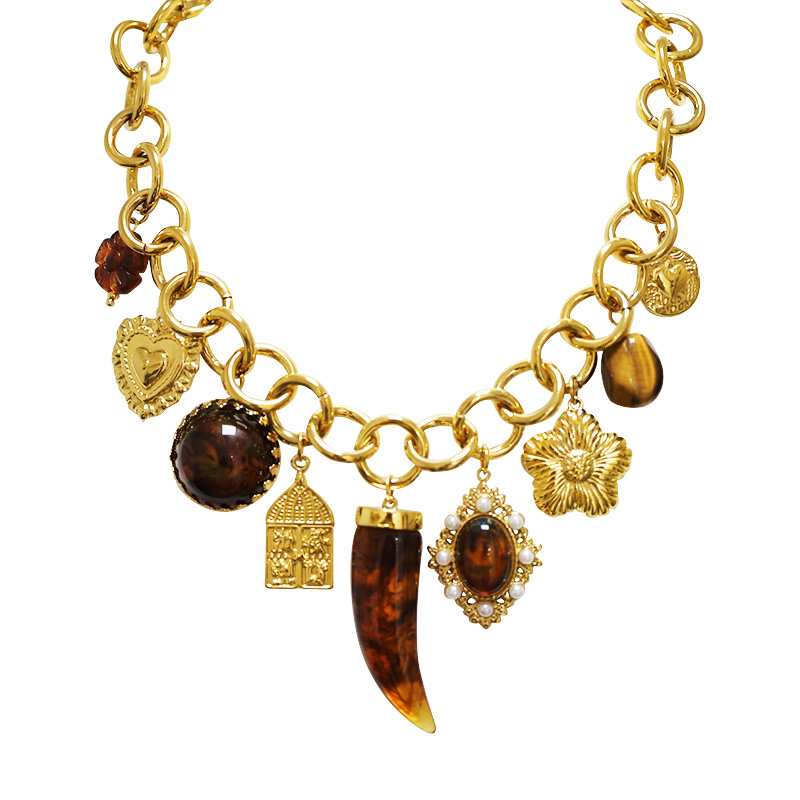 COLLANA A CATENA CON CHARMS CORNO - YNK24196B835