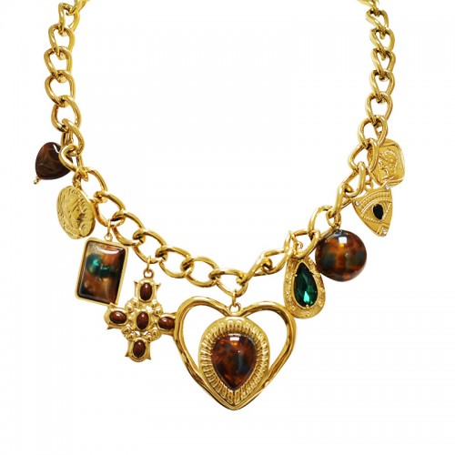 COLLANA A CATENA CON CHARMS CUORE - YNK24196B836