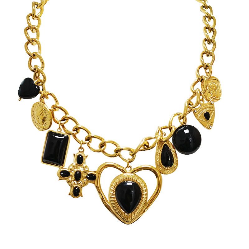 COLLANA A CATENA CON CHARMS CUORE - YNK24196B836