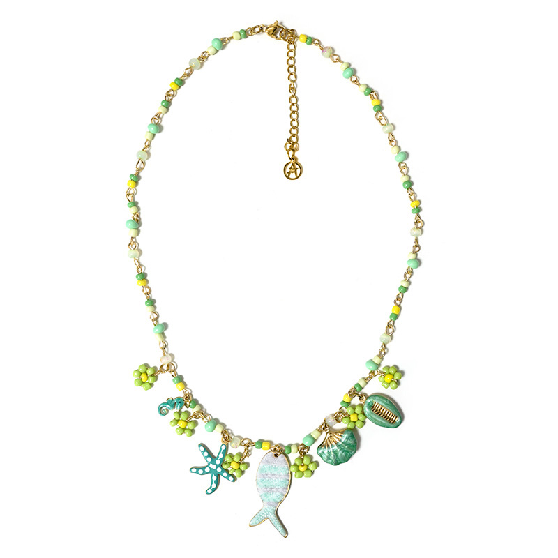 COLLANA CON PERLINE COLORATE E CHARMS MARINI - YNK25140C382