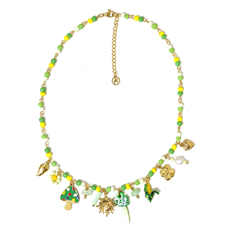 COLLANA CON PERLINE COLORATE E CHARMS - YNK25144C380