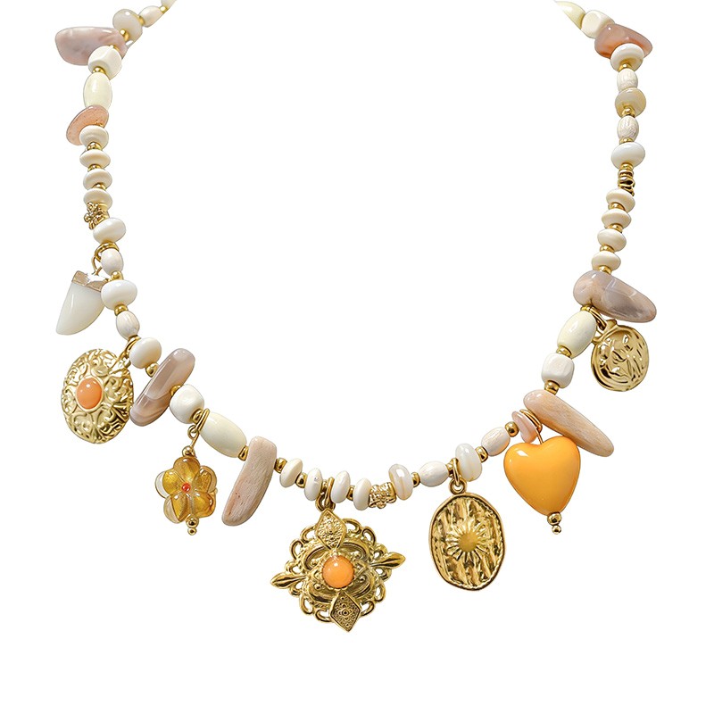 COLLANA CHARMS CON PERLINE IN PLASTICA - YNK25152C371