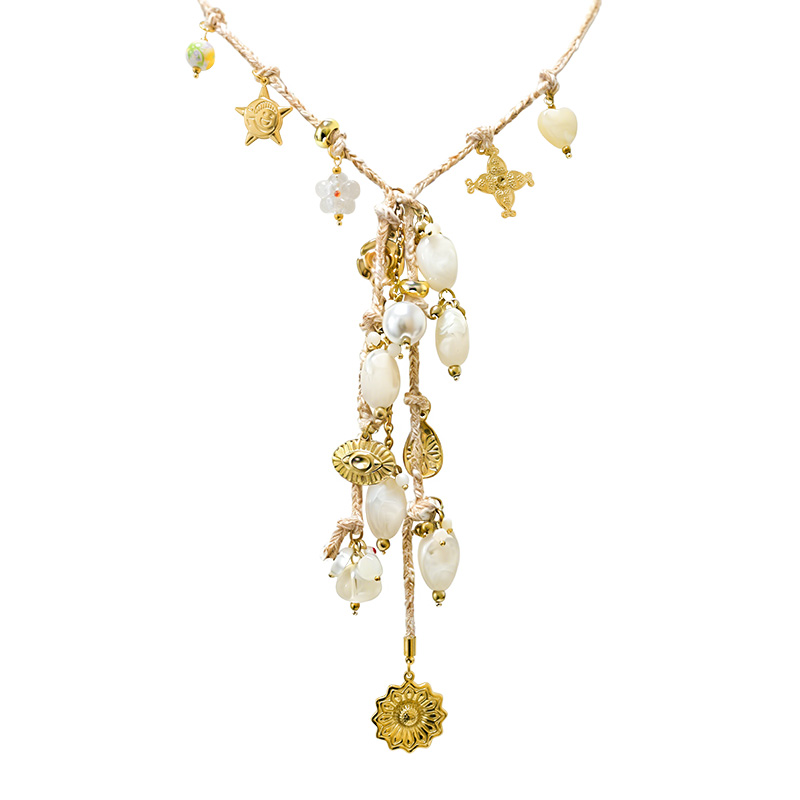 COLLANA LUNGA A Y CON CORDINO COLORATO E CHARMS - YNK25156C387