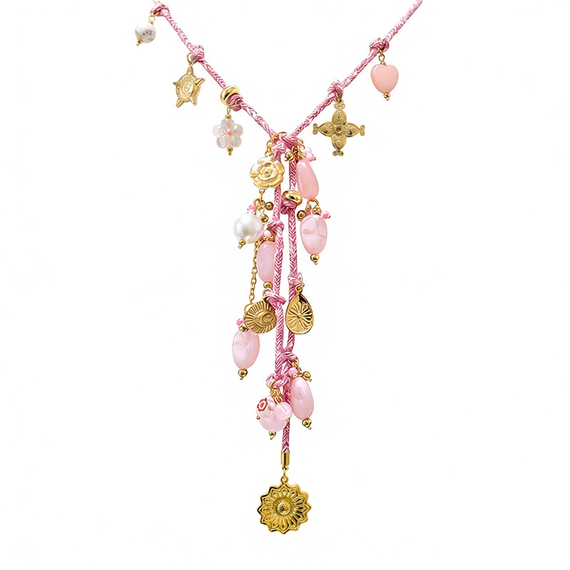 COLLANA LUNGA A Y CON CORDINO COLORATO E CHARMS - YNK25156C387